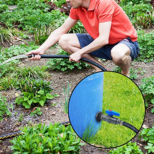 Da by Rain Barrel 3/4\" Bulkhead Fitting with Ball Valve PVC and Garden Hose Adapter Barb(for 5/8\" ID Hose) and Stainless Steel Pipe Clamps and Thread Seal Tape