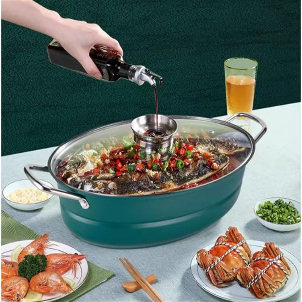 Pentola per cottura a vapore Pentola per cottura a vapore per Uso domestico Pentola universale per cottura a vapore (Verde 41 cm)