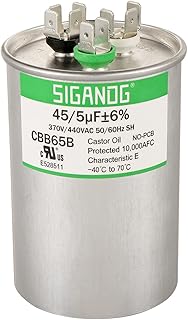 45+5 MFD 45/5 uF 370 or 440 Volt CBB65B Capacitor for AC Motor Run，Condenser Straight Cool，Heat Pump， Air Conditioner，HVAC Capacitor