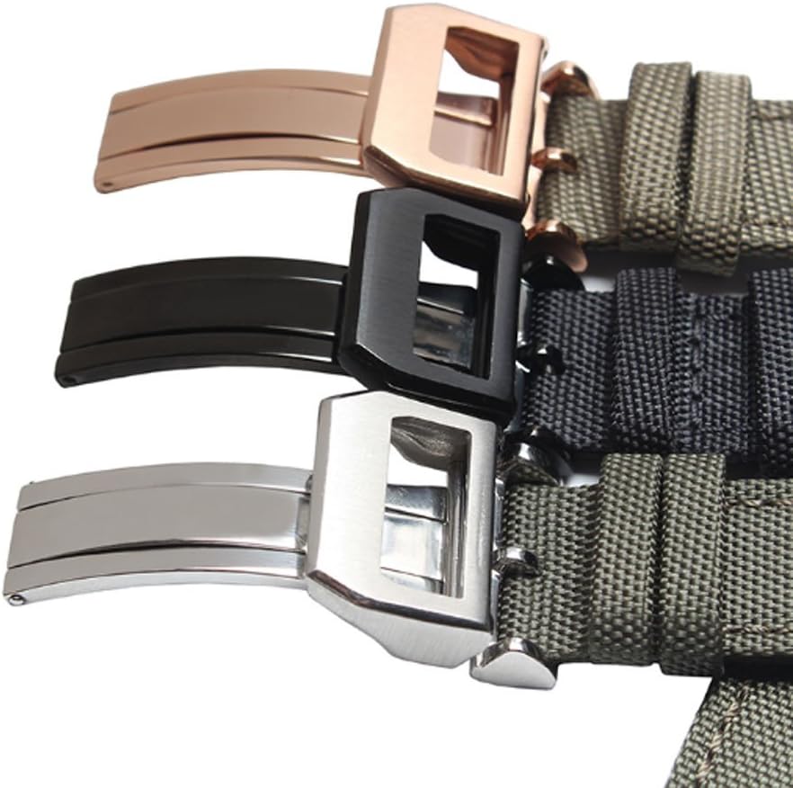 20mm 21mm 22mm Canvas Leather Watch Band Strap Fits For IWC PILOT'S WATCHES PORTUGIESER PORTOFINO FAMILY 21mm Green(Rose gold Buckle)