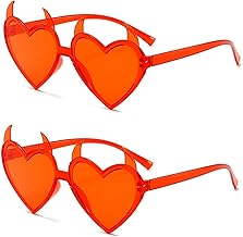Halloween Party Glasses, Devil Heart-Shaped Party Glasses for Party Costume, Hippie Heart-Shaped Glasses, Costume Accessories for Cosplay, Halloween Party Decoration, 2 Pieces