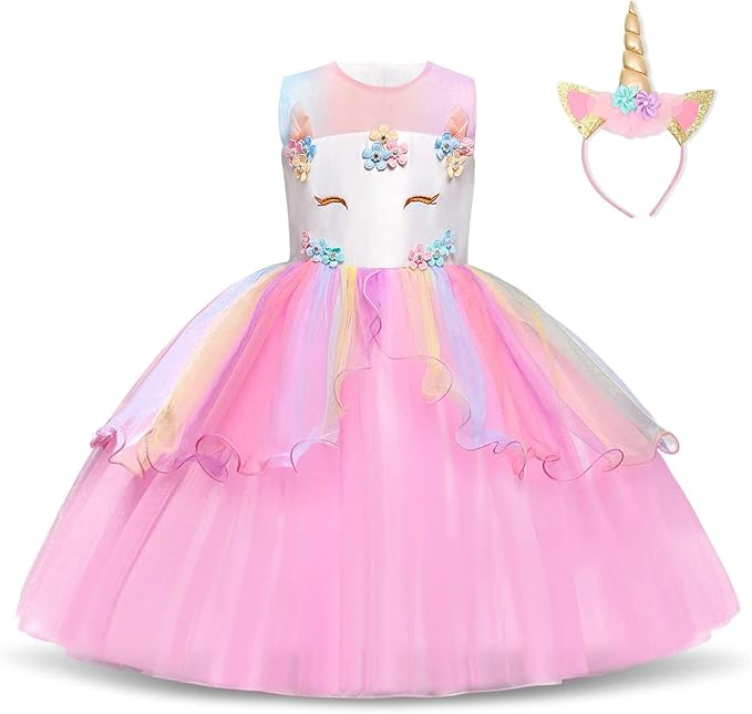 NNJXD Chica Unicornio Disfraz Cosplay Fiesta Princesa Vestido