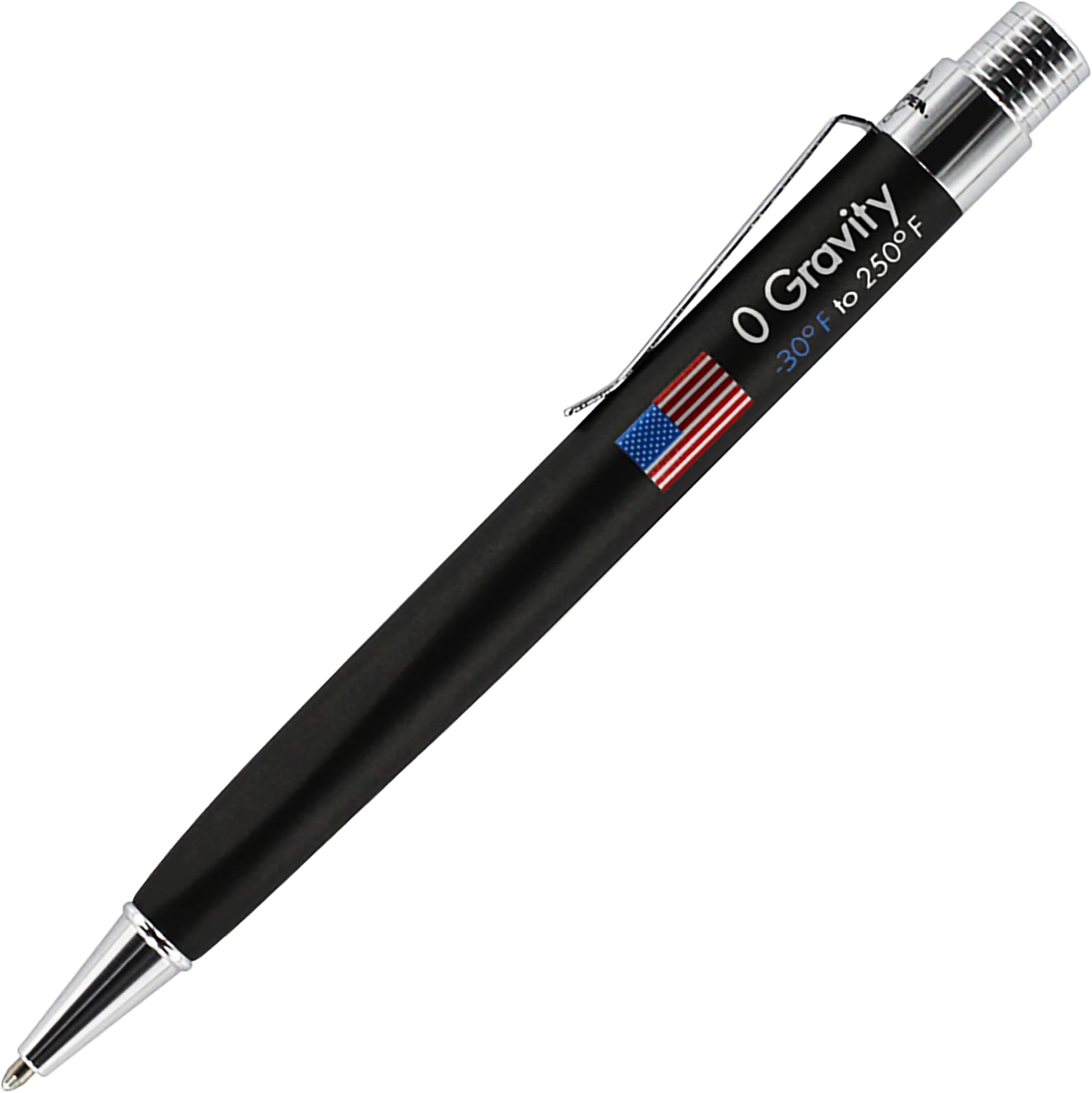 Fisher Space Pen Black Rubber Finish Zero-Gravity Pen, U.S. Flag Imprint, Pressurized Ballpoint Pen, Writes Upside Down and in Extreme Temperatures, Smooth Black Ink, Medium Point, Gift Box