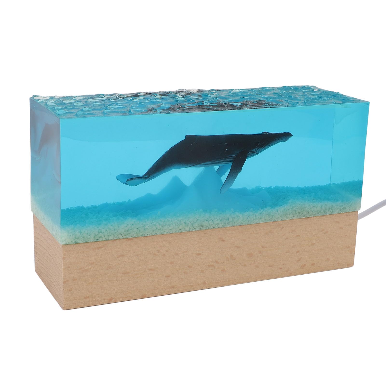 TOPINCN Kunstharz-Ozean-Nachtlicht, Handgefertigte Unterwasserwelt mit Buckelwalen, Eisige Meereslandschaften, USB-betriebene LED-Schreibtischlampe für Schlafzimmer-Dekoration,