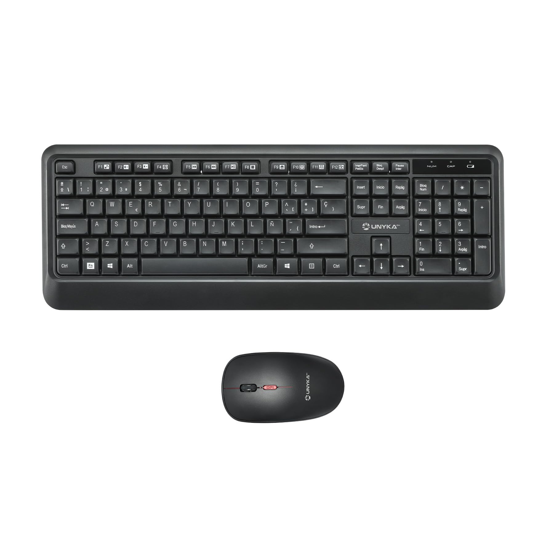 Teclado Membrana y Ratón UNYKAch Inalámbricos Bluetooth para PC y Mac, Layout Español QWERTY, Compacto 75%