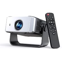 Home Projector 1080P, Mini Movie Projector with WiFi Bluetooth, Auto Keystone, Remote, Focus HDMI USB Compatible with iOS/Android Phone, Laptop, TV Stick, PS5, Home Theater Black-Silver