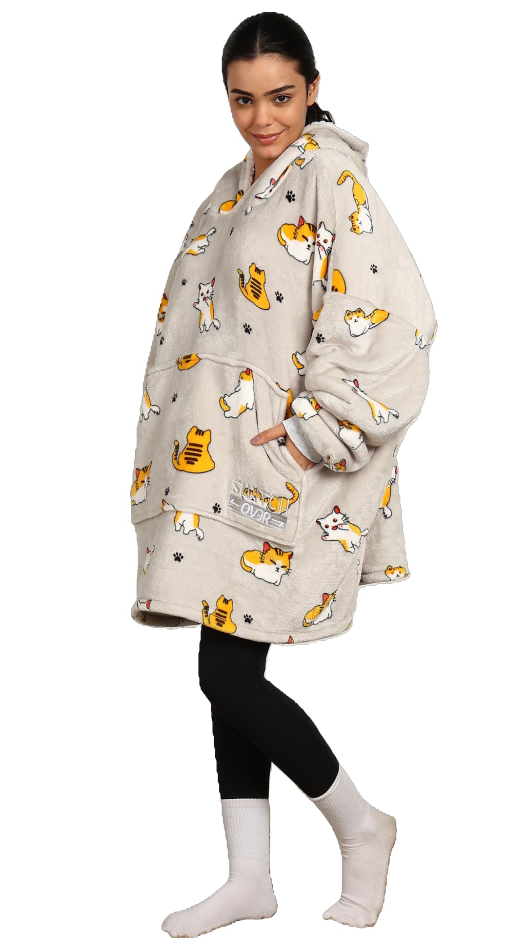 Switchover Wearable Sherpa Blanket Hoodies | Thick & Warm, Reversible, Double layer, Oversized Hoodie Blanket with Large Front Pockets-image-39