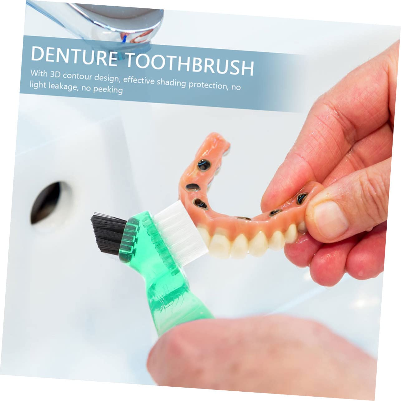 Spazzolino Multifunzionale e Pratico 3 Pezzi Mini per Protesi Dentarie in Plastica Pp la Pulizia Dentale Quotidiana e Facile da Trasportare