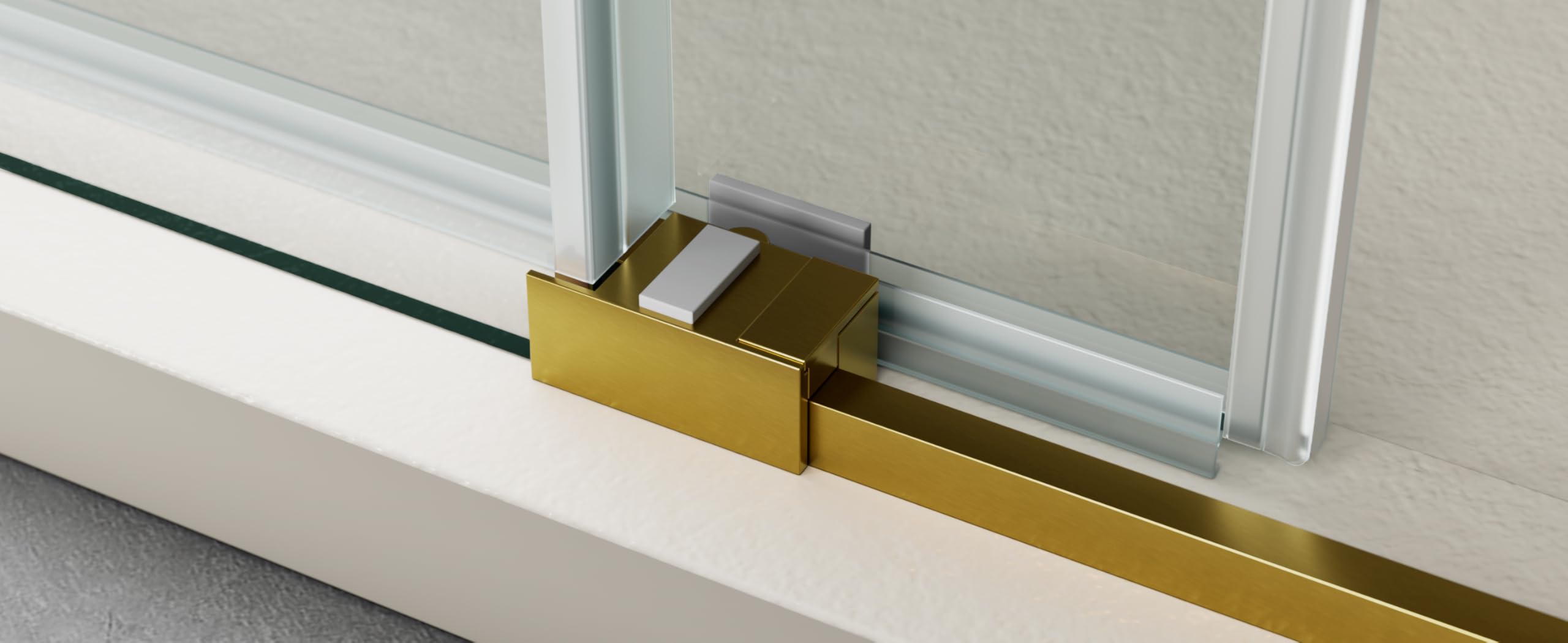 Mamparas para Ducha Frontal Fija y Corredera | Mampara de Cristal para Ducha 6 mm Antical Sin Perfil Inferior | Manpara para Baño Aluminio Premium – 160-165 cm - ORO