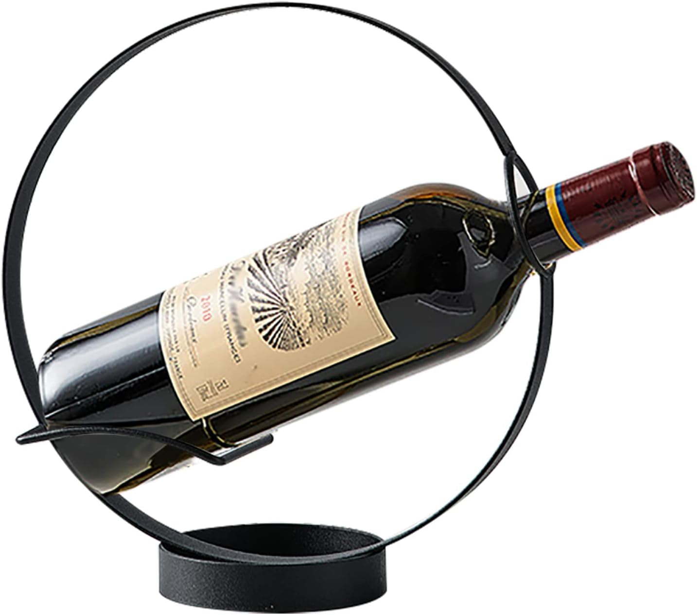 TPARIS Iron Wine Holder Rack Tabletop|Creative Wine Racks Home Bar Decor|Wine Bottles Storage Organizer Stand|Countertop Wine Display Rack,Silver,25x10x25.7cm(9.8x3.9x10.1in)