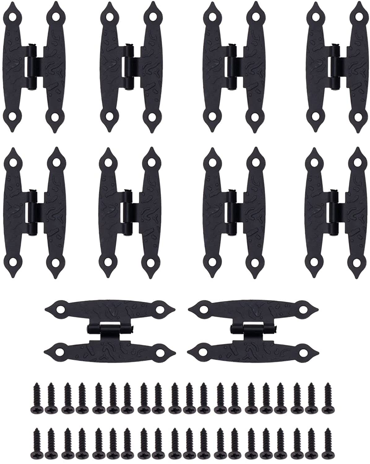 10 pezzi di cerniere for mobili a forma di H nere antiche, accessori for porte, finestre, mobili da cucina, armadi, guardaroba, scatole di legno