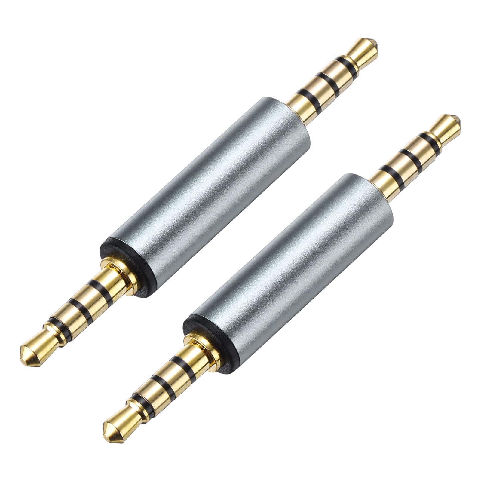 MECCANIXITY 2Pcs 3.5mm Male to Male Audio Adapter 3.5mm Stereo Male Coupler Adapter Connector, 3.5mm TRS Stereo Plug Jack Adapter for Phone Speaker