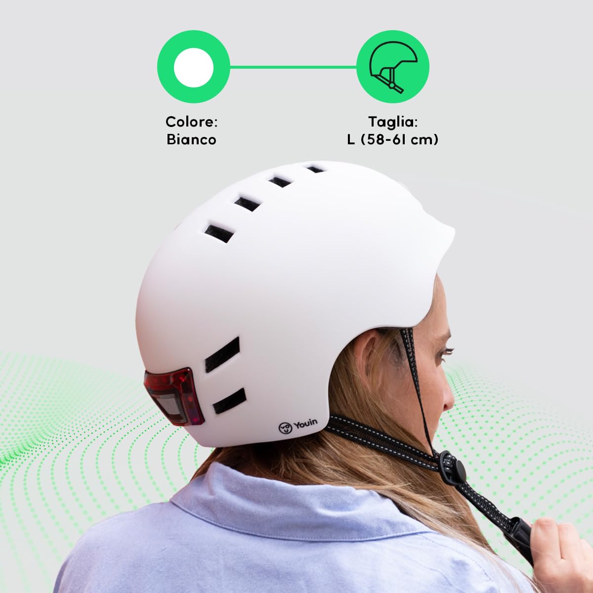 YOUIN Casco per Hoverboard Elettrico MA1011 LED Bianco