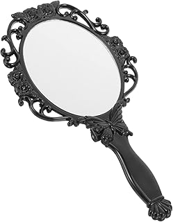 Beavorty Retro Vanity Mirror Purse Mirror Make up Mirrors Hand Held Mirrors Round Hand Held Mirrors Makeup Hand Mirror Cosmetic Mirror Handheld Mirror with Handle Folding Handheld Mirror
