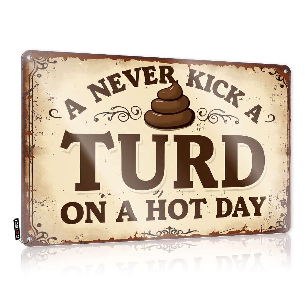 Sujd Colour Retro Wall Decor Artwork Man Cave Bar Preppy Welcome Never Kick A Turd On A Hot Day. - Easy To Hang Art(30X40cm)
