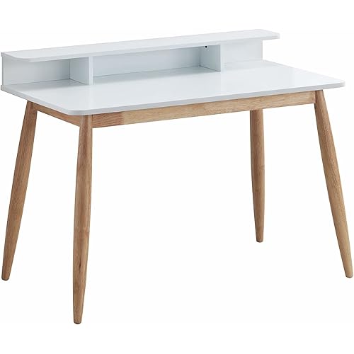 Roundhill Furniture Roskilde Storage Wood Office Desk, White