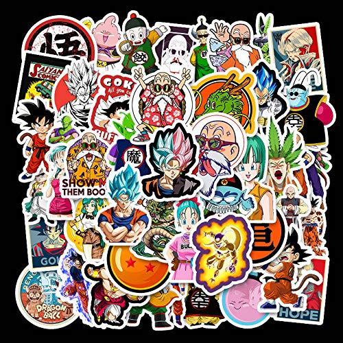 Lot de 50 autocollants Dragon Ball Z - Imperméable - En vinyle - Pour ordinateur portable - Pour skateboard, voiture, moto, vélo, téléphone - Ordinateur - Bagage - Graffiti