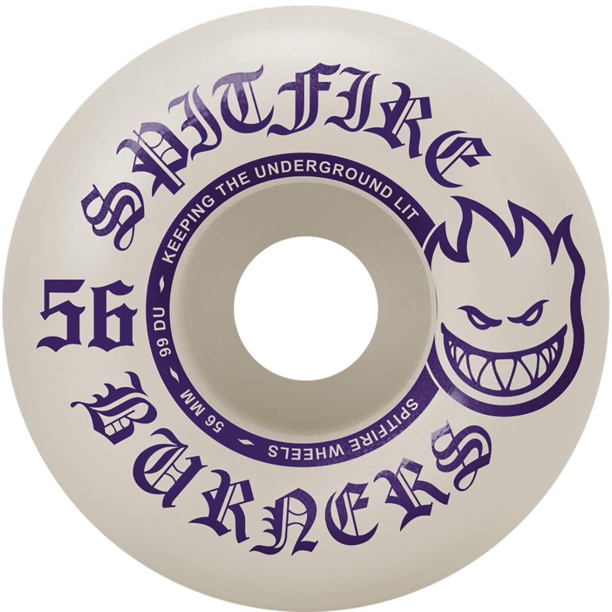 Spitfire Burners Skateboard Wheels, 56mm, 99A Durometer, Purple