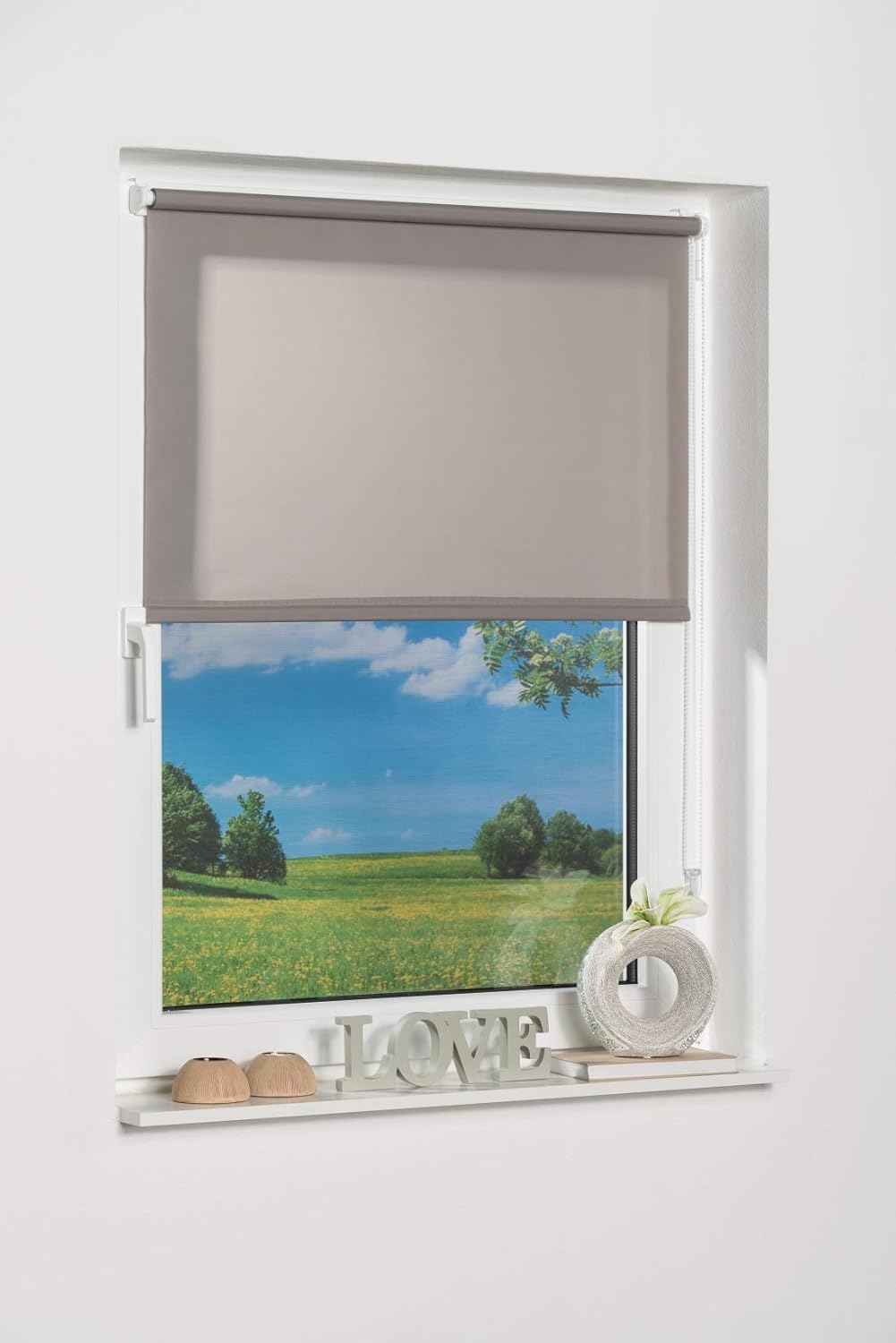 Khome Gray K-Home Klemmfix Mini Roller Blind, Grey Daylight W 65 X H 150 Cm