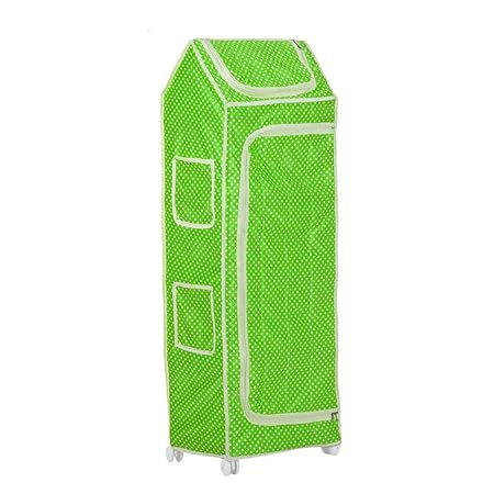 NHR Multipurpose Premium Plastic Baby almirah, Wardrobe for Kids, Cloth Organizer, Folding almirah, Toy Box, Organizer (5 Shelf, Polka Green)