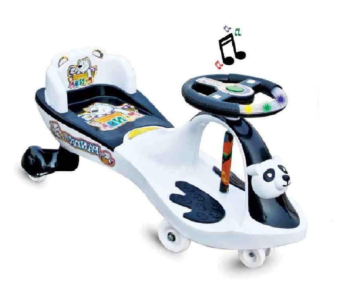 JoyRide Free Wheel Panda Magic Car Girls & Boys Swing Wiggle Car Ride On Twist & Go Scooter Car Panda Black White, Kids