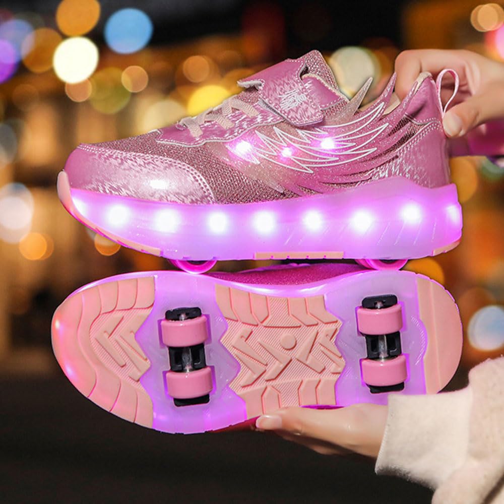 ENEN Zapatillas con Ruedas Niña Niños, Moda Transpirable Zapatos con Ruedas para Niñas Niño, 30-40 EU Zapatillas Patines, Verano Multifuncionales Bambas