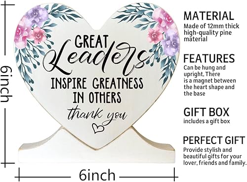 Miniatura 2 de Letrero de placa de madera vintage de Great Leaders blanco con diseño de Great Leaders inspiran grandeza en otros regalo de placa de madera rústica