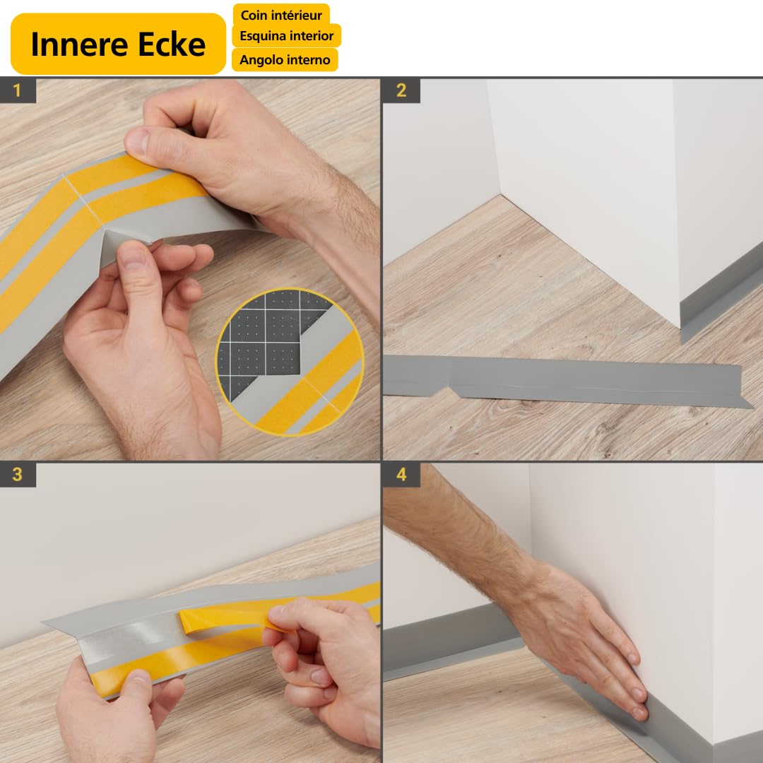 ProfiPVC Weichsockelleiste - Abschlussleiste aus PVC 50x20mm 20 Meter, selbstklebende Bodenleiste, flexible Knickleiste, auch für Küche und Badezimmer, Premium Weich Sockelleiste, Anthrazit