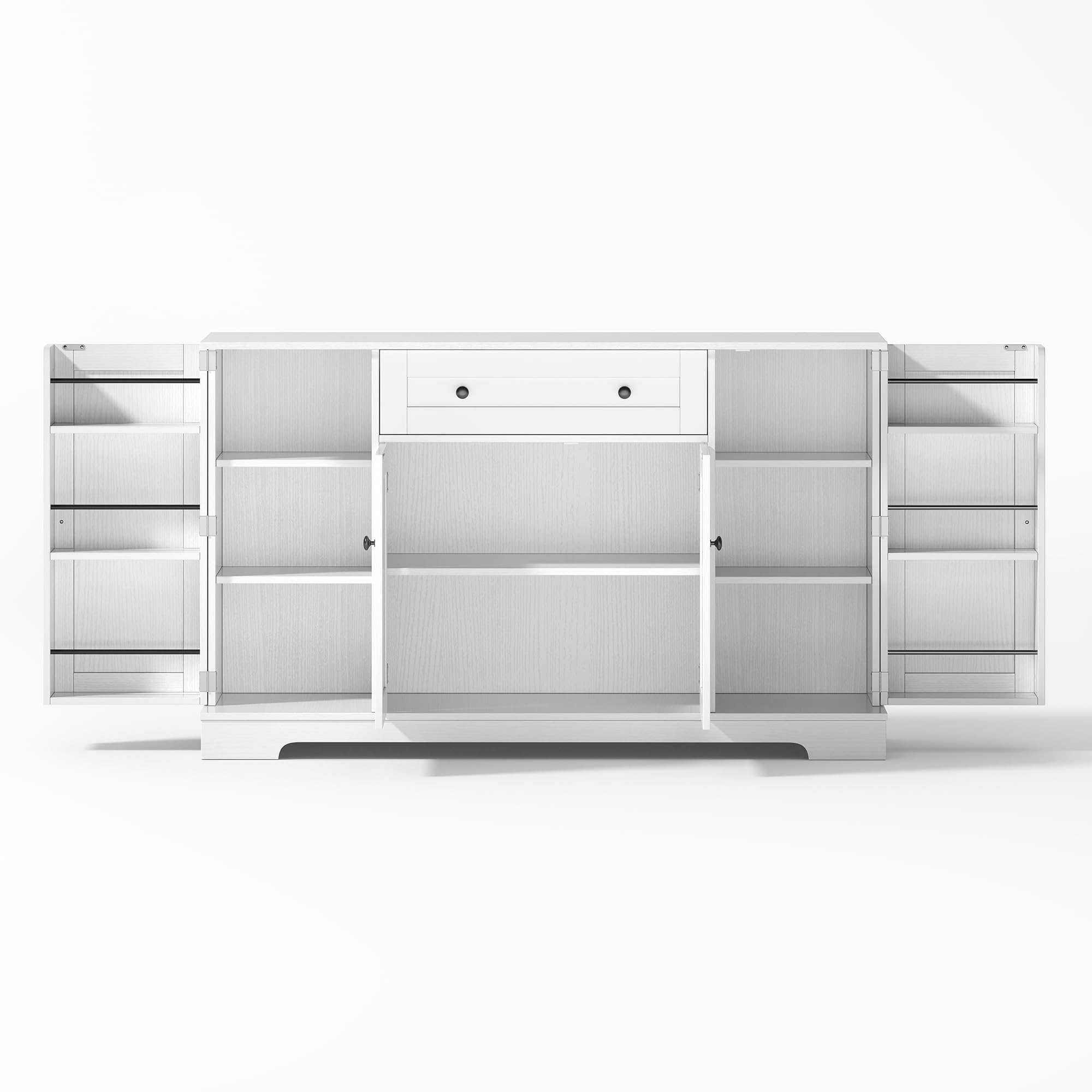 Buffet cucina multifunzione – 138 cm credenza con cassetto, ante e ripiani regolabili – Design moderno con protezione antiribaltamento, ideale per cucina, soggiorno e camera da letto
