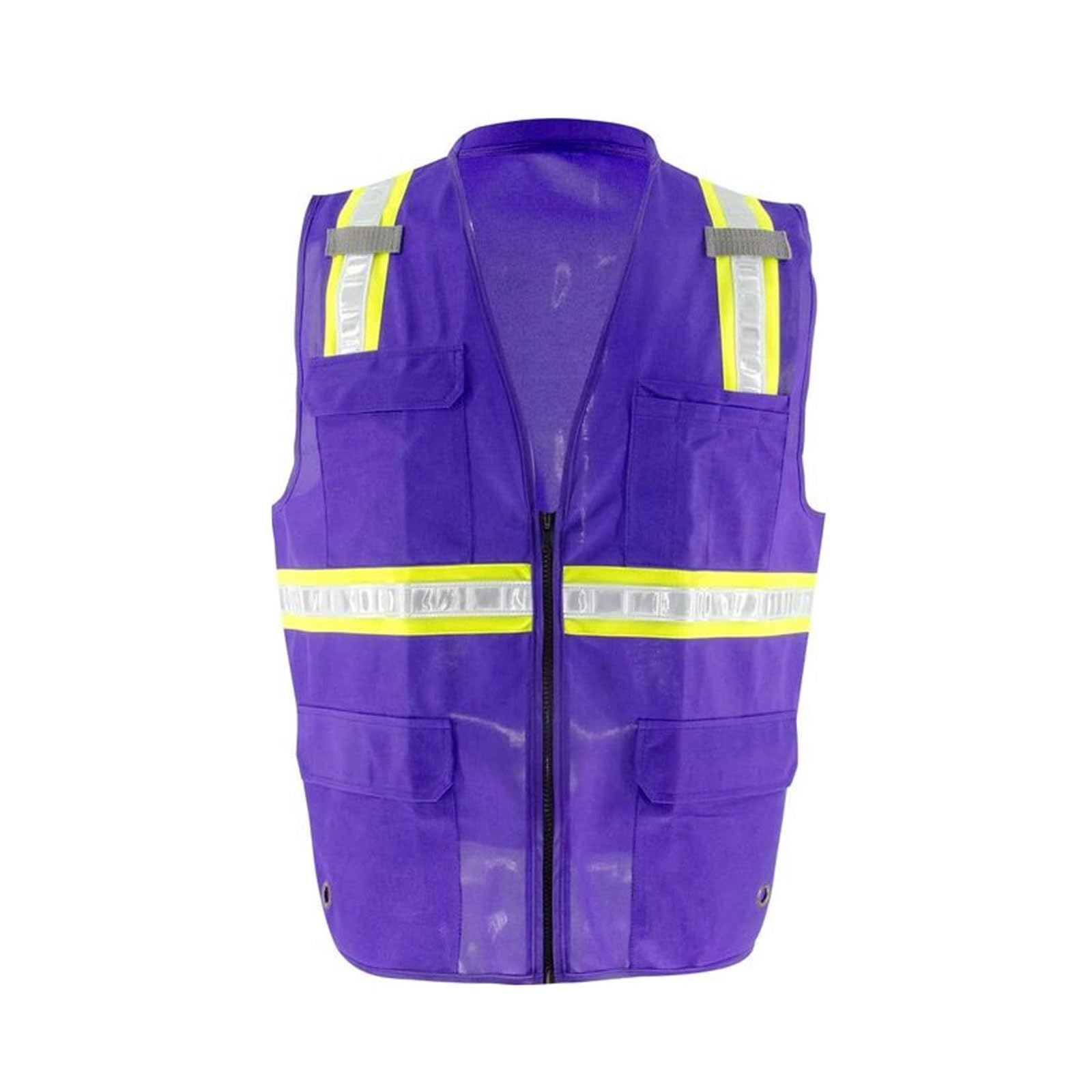 Chaleco de seguridad de alta visibilidad, Chaleco de seguridad punto alta visibilidad con rayas y bolsillos reflectantes, multicolor, varios tamaños(Lila,XL)