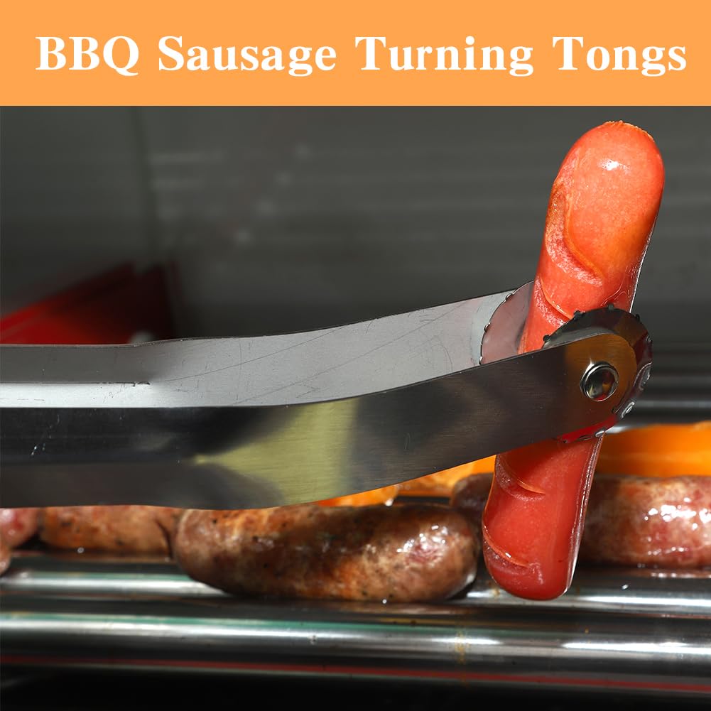 3 Stück Wurstzange für Grill zum Kochen, Lebensmittelzange aus Metall zum Grillen am Grill