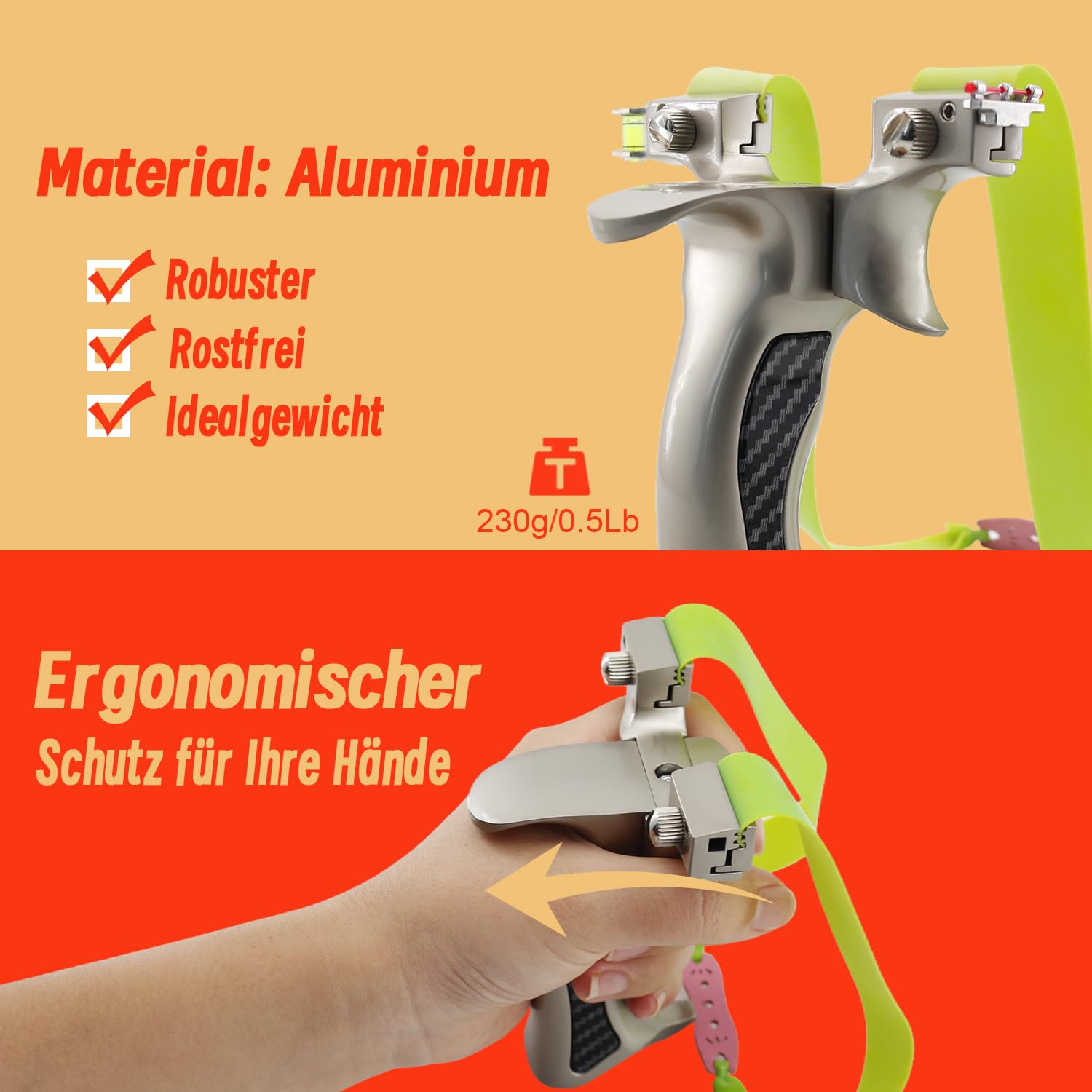 Zwille Steinschleuder Profi für Erwachsene ‎Aluminum Schleuder Zwille mit Stahlkugeln Zielglocke Zubehör Slingshot für Outdoor Sport Katapult