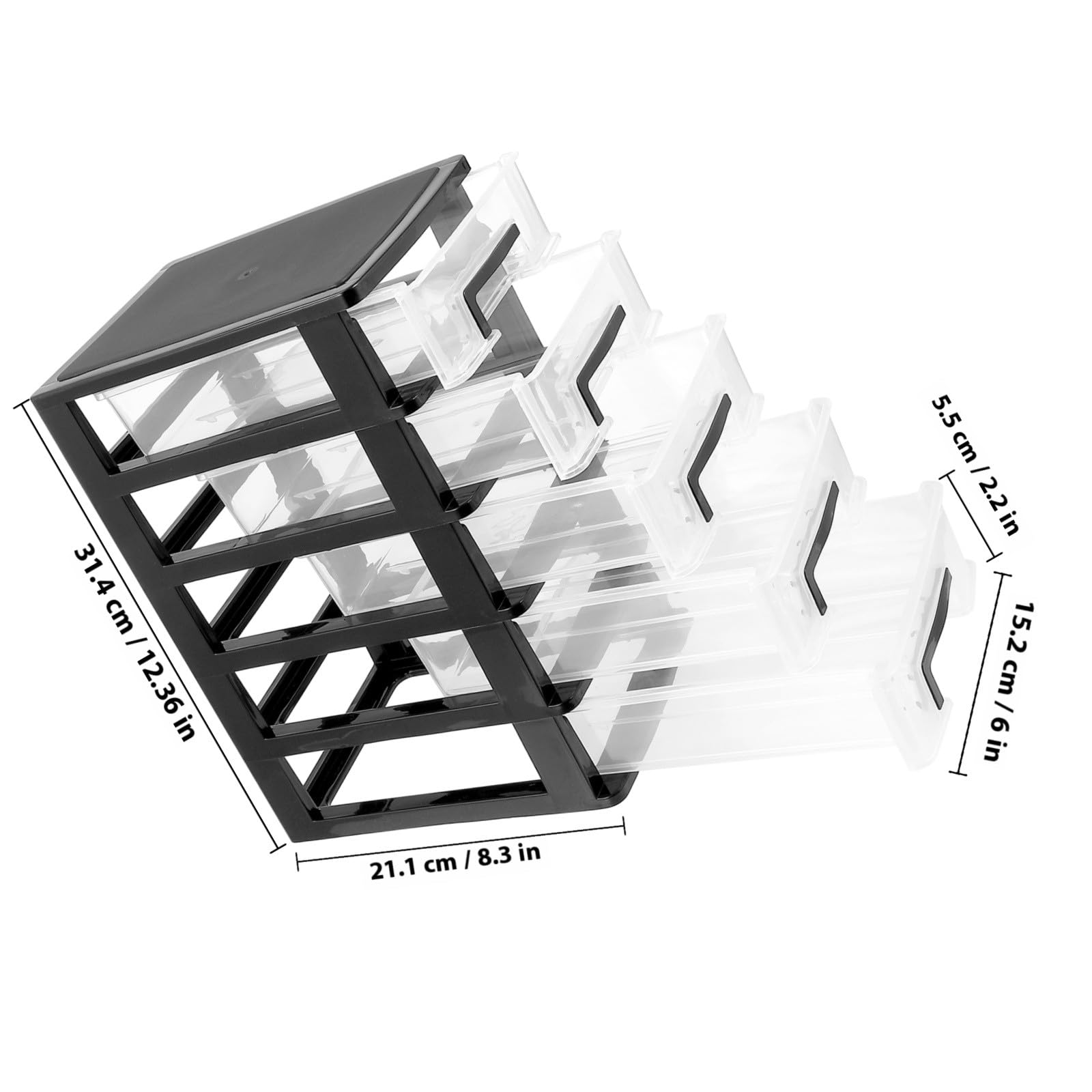 Artibetter Organizer 5 Cassetti in Plastica Trasparente per Scrivania, Cassettiera Portaoggetti Capiente e Pratica per Cosmetici e Materiali da Cucito in Vanità