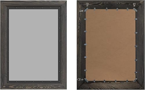 Miniatura 4 de YOSHOOT Espejo de pared con marco de madera rústica, 48 x 30 pulgadas, espejo de tocador de baño de madera natural y hierro para decoración de