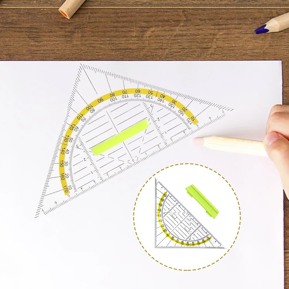 Juego De 2 Escuadras Geométricas Con Mango - Triángulos De Plástico Transparente Para Dibujo Técnico