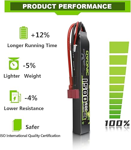 Miniatura 3 de OVONIC Lipo Batería 7.4v 1500mAh 2S 50C Lipo Batería con T Plug (2 unidades)