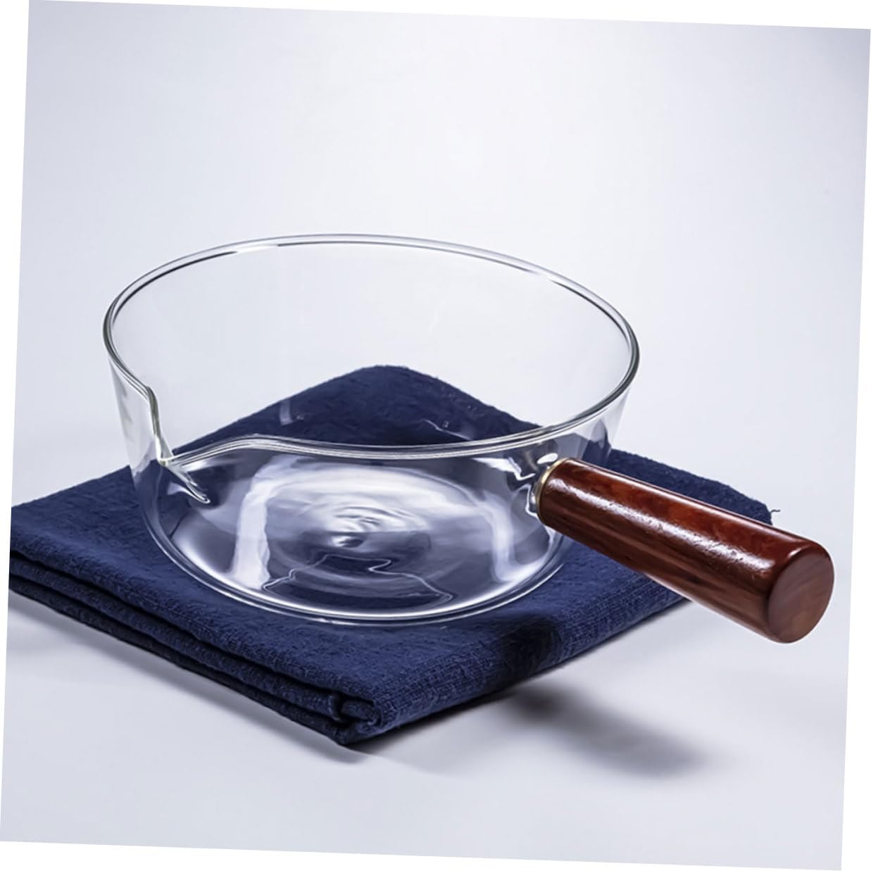 Glass Noodle Bowl 600ml with Wood Handle Salad Serving Bowl