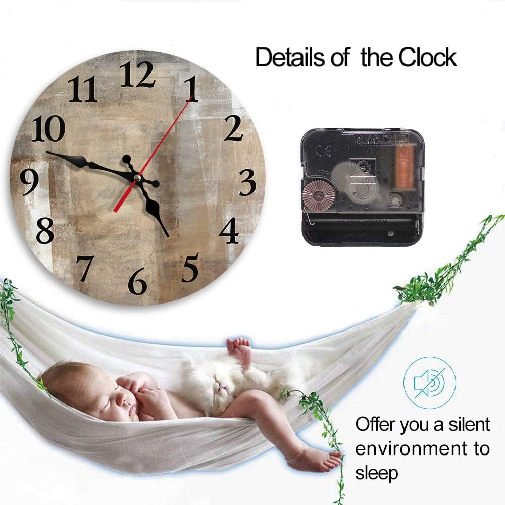 Wall Clock, Round Silent Non Ticking Clock 10 Inch, Home Decor for Living Room, Bathroom, Bedroom, Kitchen, Office or School