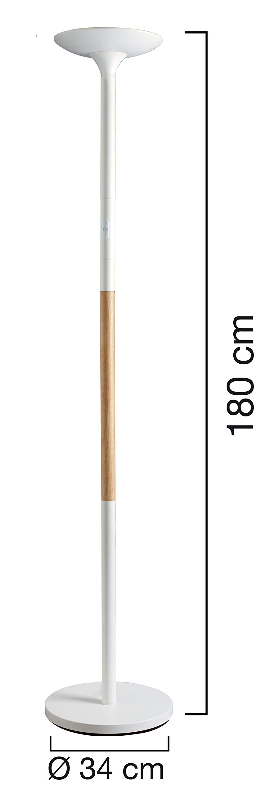 Unilux 400110157 Foco LED al techo pryska en madera y con ledes de 40 vatios, Incorporado con regulador de intensidad táctil para 3 lichtintentsitäten Blanco