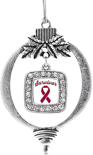 Miniatura 75 de Inspired Silver - My Vintage Initials - Adorno con dije de letra J - Adornos navideños cuadrados de plata con joyas de circonita cúbica