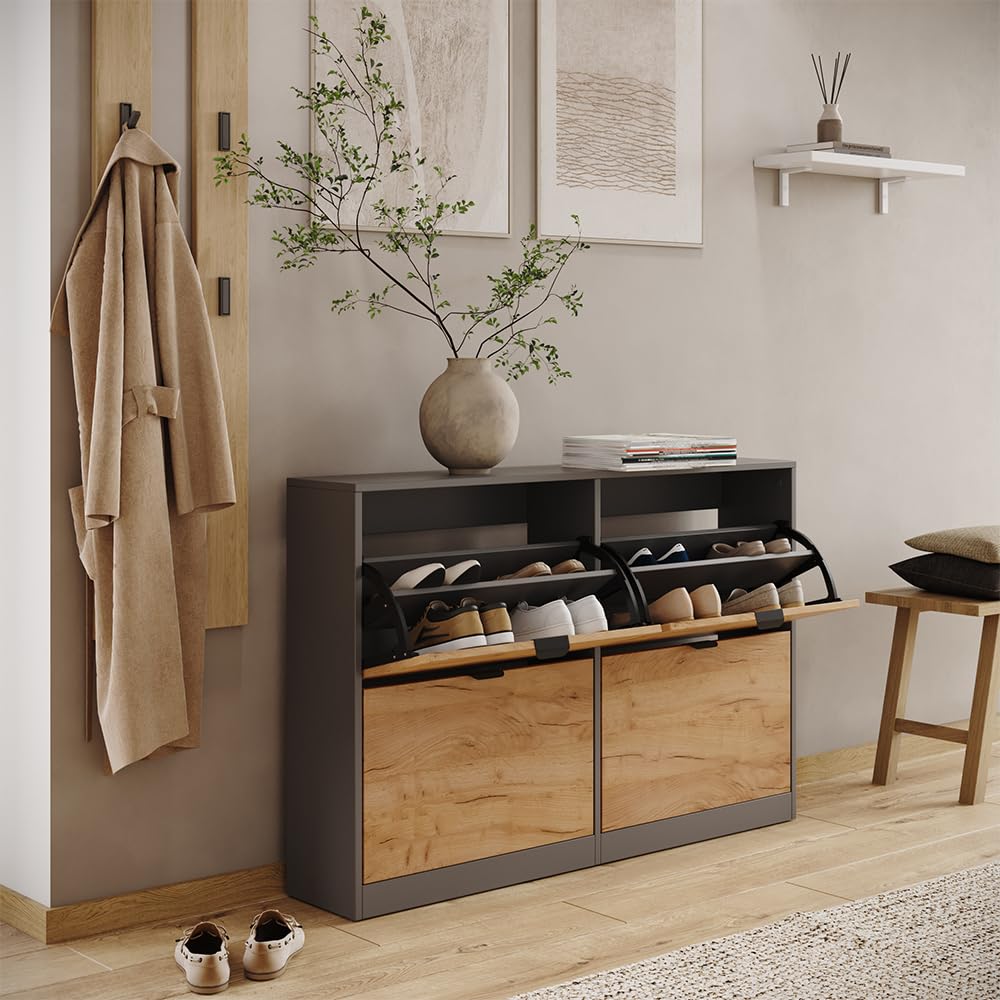 Vicco Scarpiera da ingresso Gizmo, Rovere dorato/Antracite, 115 x 77.6 cm
