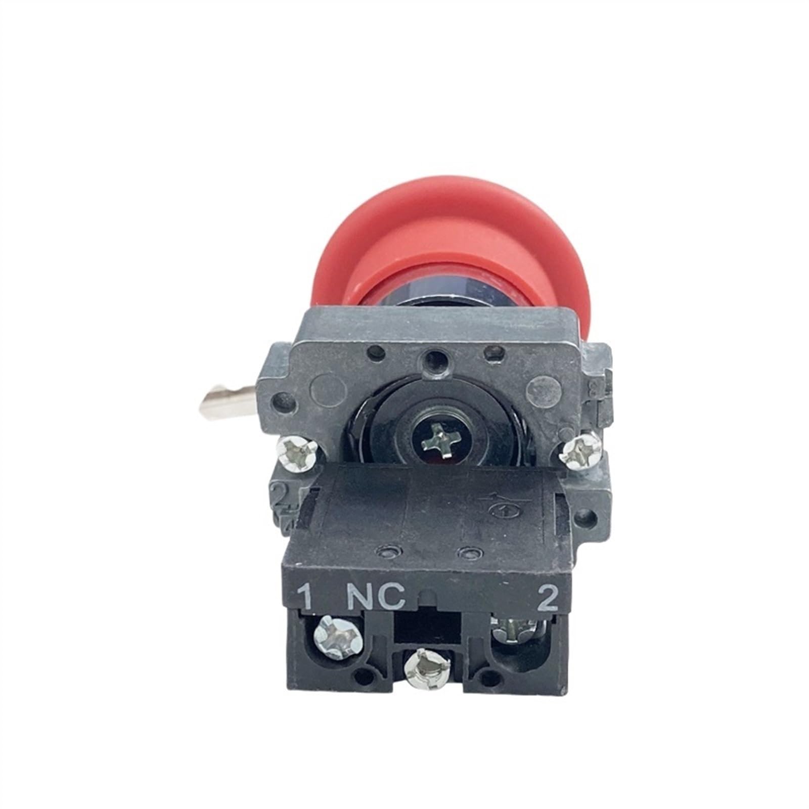 Interruptor de botón giratorio de bloqueo automático de parada de emergencia con llave ZB2-BS142C montaje de cabeza de seta roja de 22mm de energía eléctrica