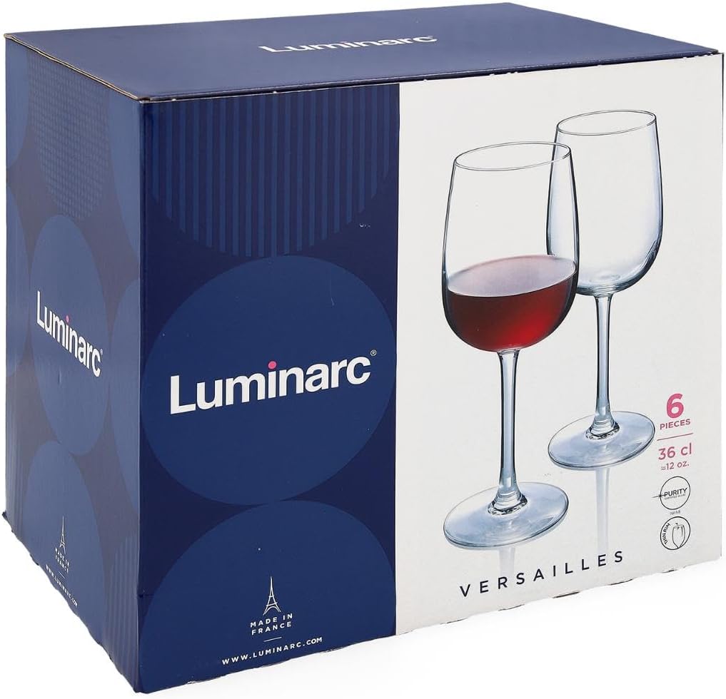 Luminarc Versailles Wine Glass, 36 cl, Pack of 6