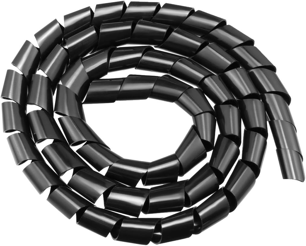 uxcell Spiral Wire Wrap Cable Wrap Cord 30mm x 1m Black Polyethylene Tubing for