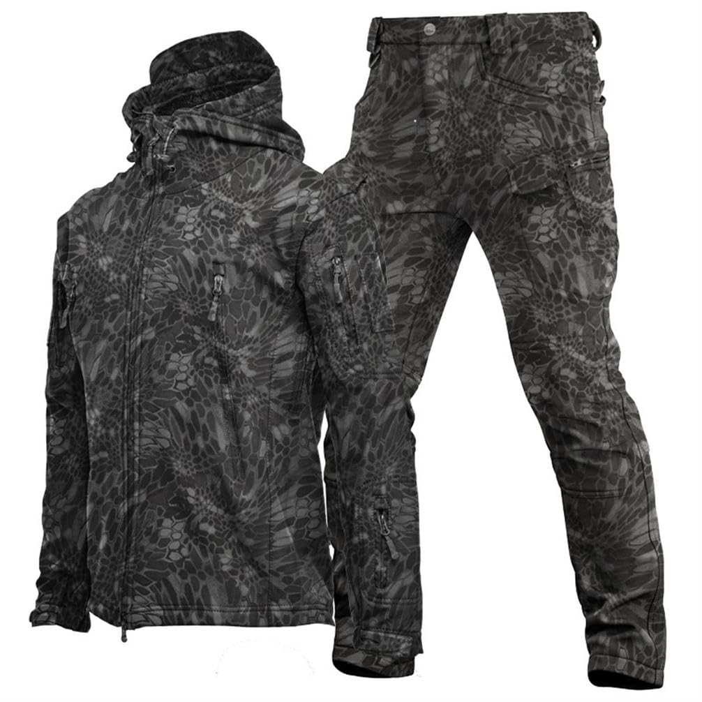 Chaqueta Softshell para Hombre, Conjunto De 2 Piezas De Trajes De Esquí, Conjunto De Chaqueta Y PantalóN Esquí, Conjuntos Trajes Combate Militares, para Esquiar, Hacer Senderismo