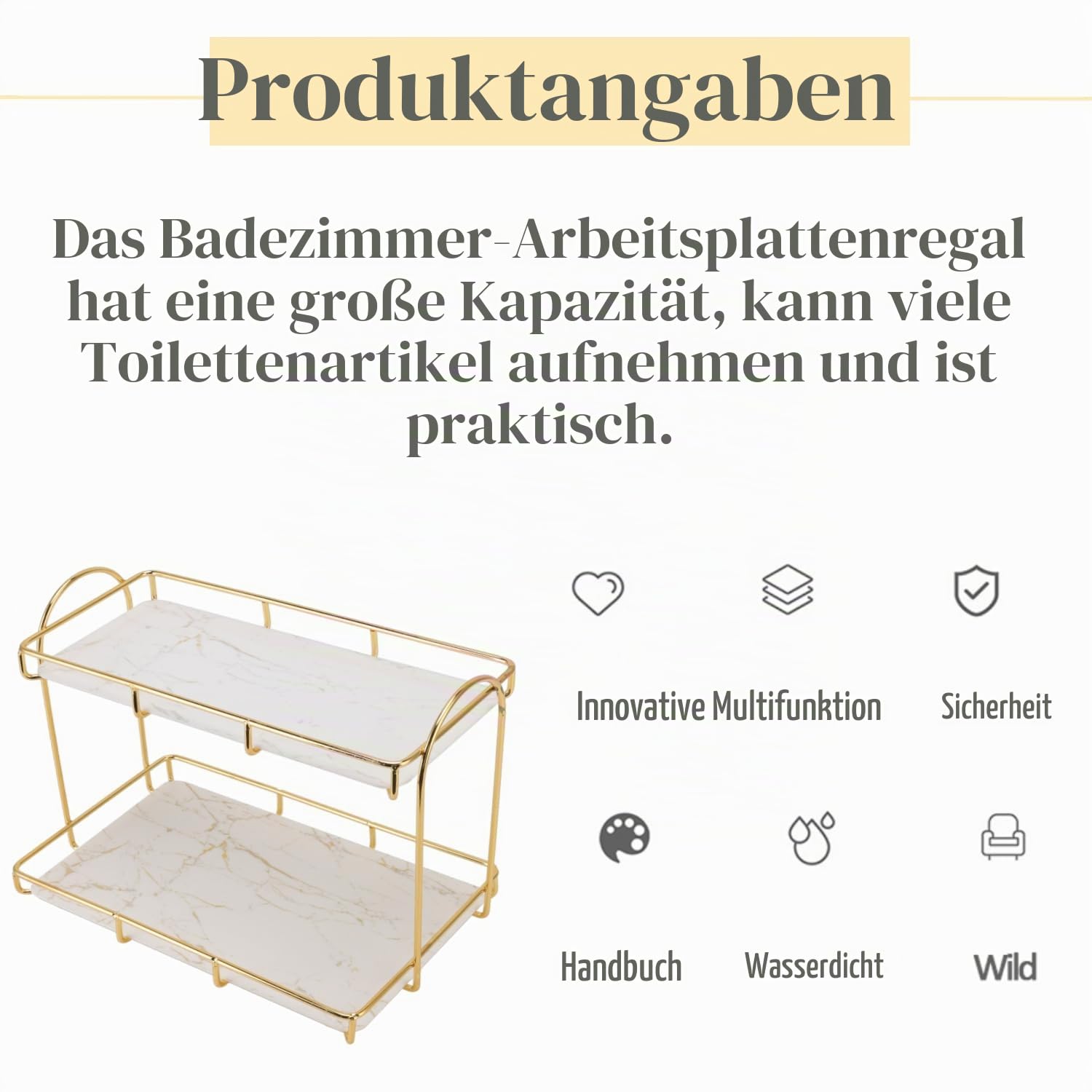 Make Up Kosmetik Organizer, 2 Ebenen Multifunctional Makeup Organizers Skincare Arbeitsplatte Aufbewahrung, Parfüm-Organizer Aufbewahrungshalter Für Lotion,Kosmetik(Gold)