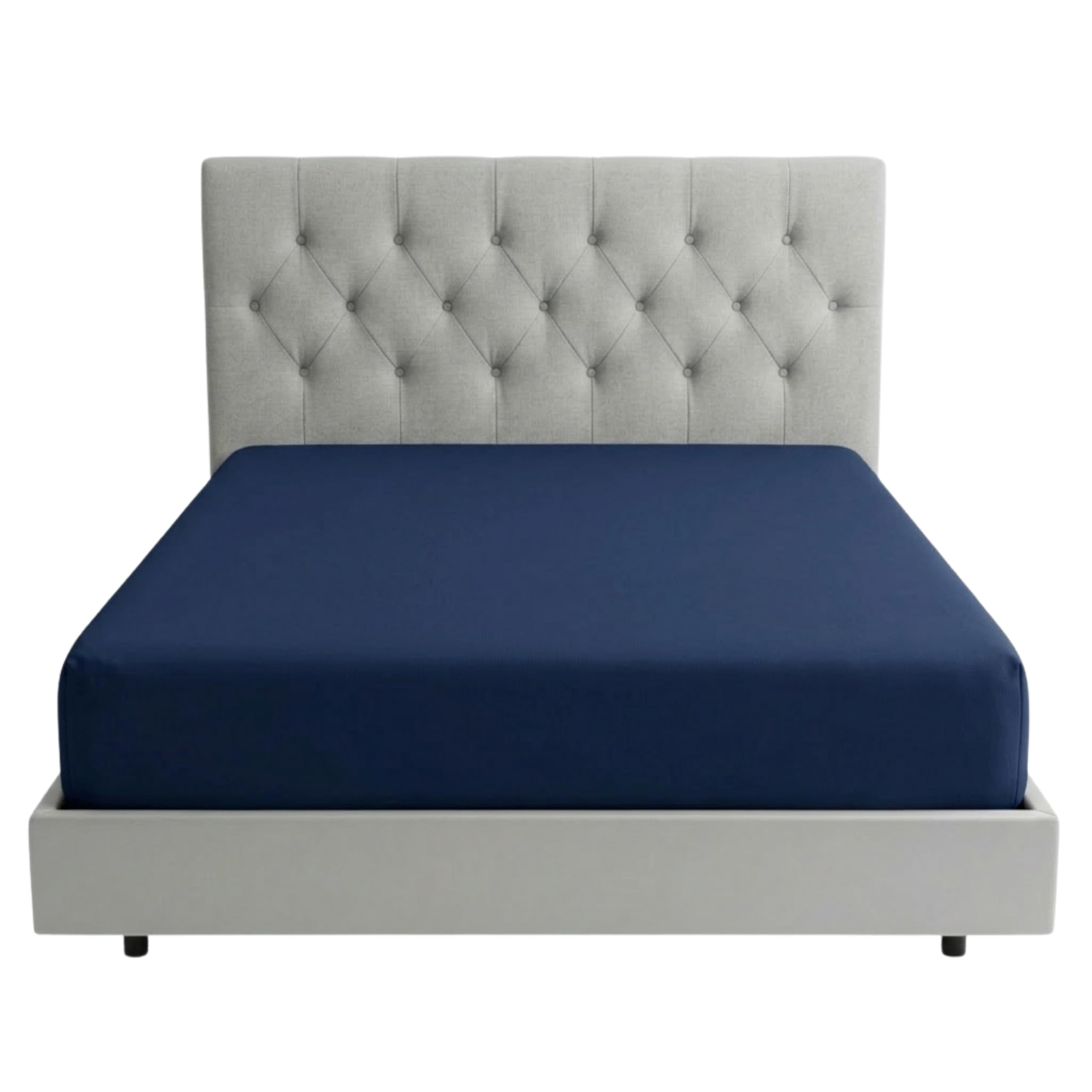BRIT COTTONยฎ Fitted Sheet โ 25cm/10" Deep Pocket, Easycare Soft Percale Bed Sheet with Elasticated Corners, Non-Iron, Breathable, Durable Polycotton Bottom Sheet (Navy Blue, King)
