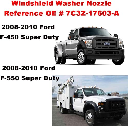 Miniatura 4 de ZHParty 7C3Z-17603-A - Boquilla de rociador de limpiaparabrisas para Super Duty 2011-2016, boquilla para limpiaparabrisas compatible con Ford 2008