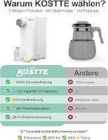 BootyBay Intelligens Cumisüveg Készítő - 20 Másodperces Tápszer Elkészítés, 1.5L Víztartály, BPA-mentes, Csendes Működés, 16 cm-ig Állítható 4