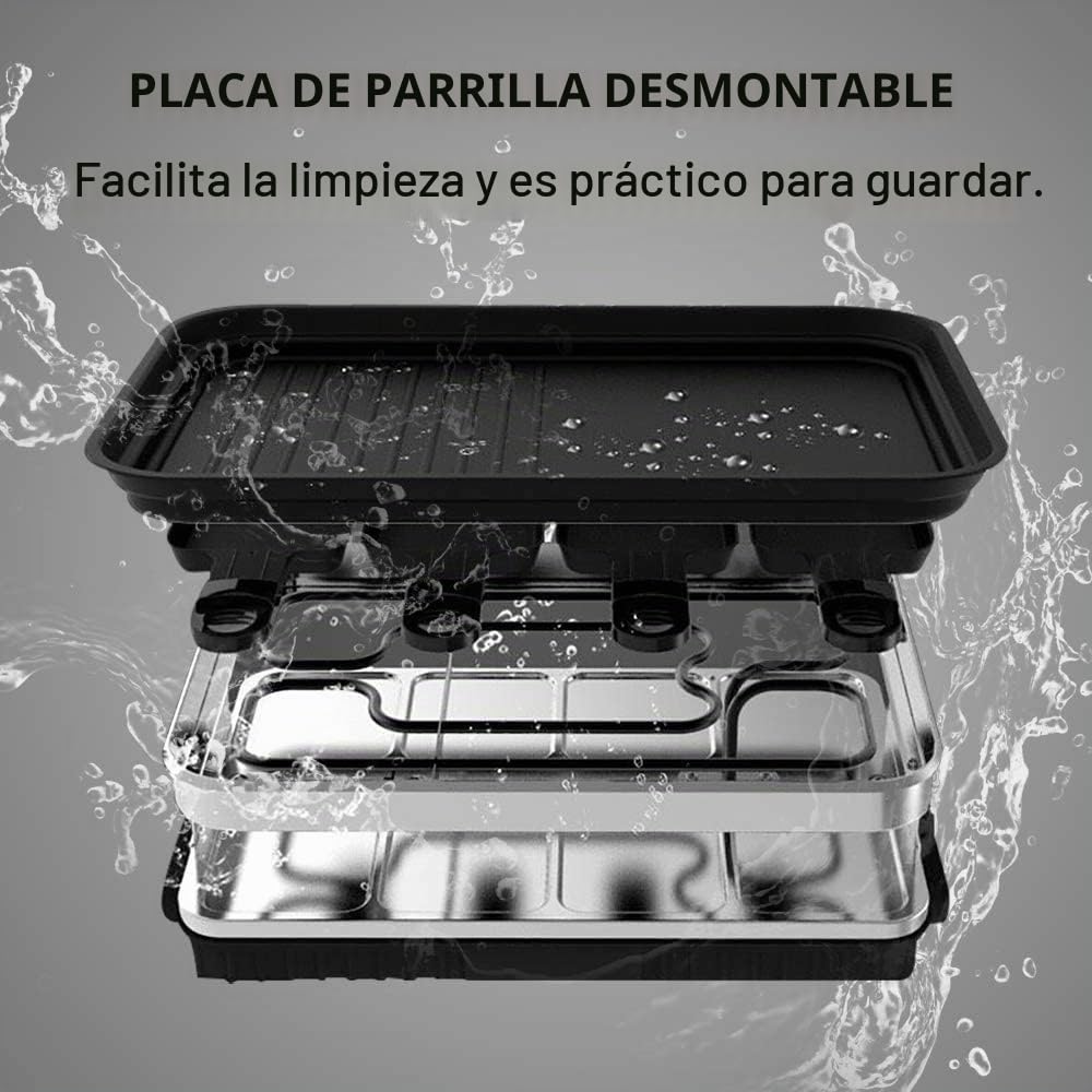 HengBO Raclette Grill Parrilla con Antiadherente Revestido de Térmicamente Aislado Asas 8 Raclette Queso Sartenes para 8 Personas 1500W Negro